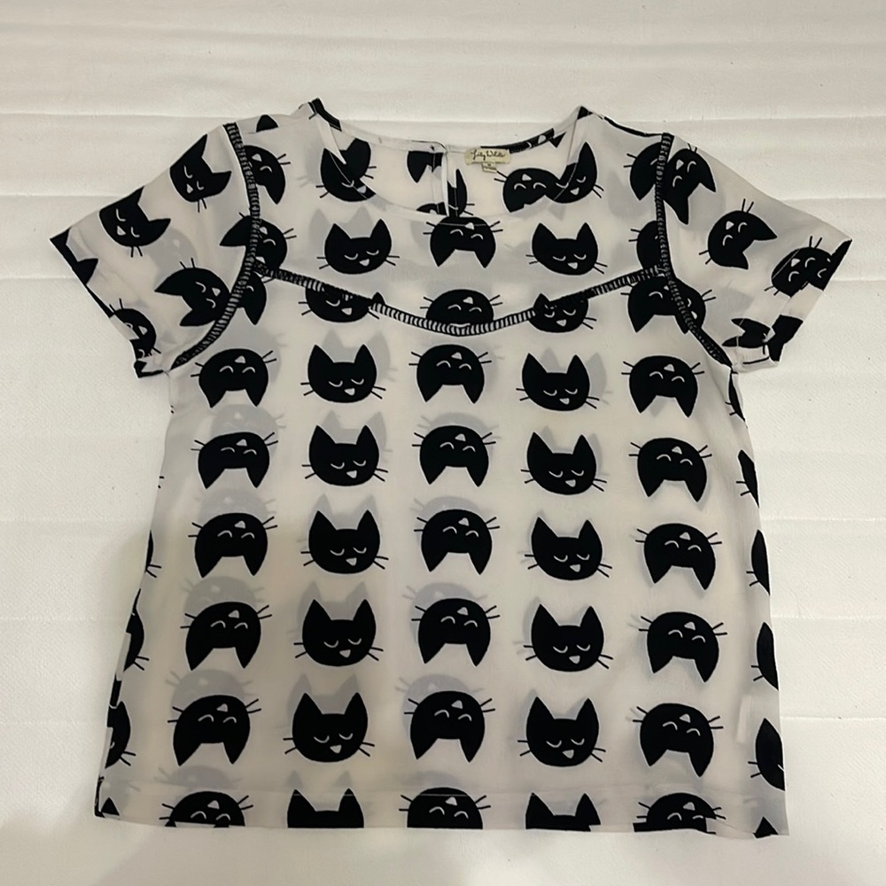 Lily white blouse with cat patterns